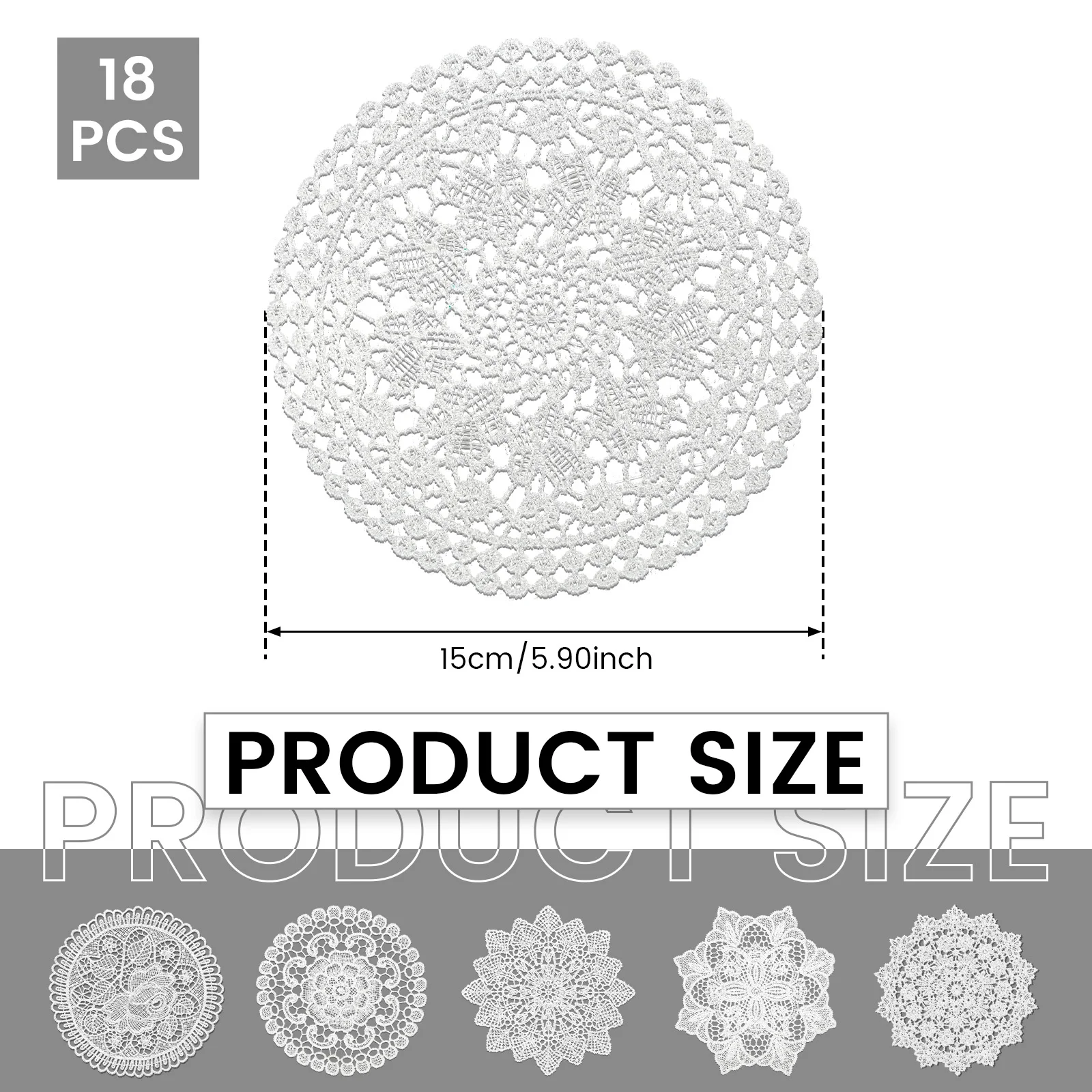 18pcs Lace Cloth Placemats Vintage Crochet Lace Doilies Tables Mat for Kitchen Dining Room Dressers Wedding Birthday Party