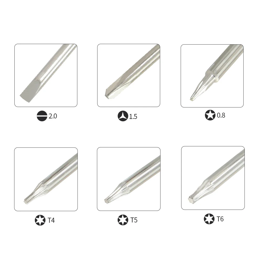 20-teiliger 85-mm-Mini-Schraubendreher CR-V-Stahl-Schraubendreher-Bits Phillips/Flach/Torx/ 5-Punkt/Y-Spitze für Elektronik-Reparaturwerkzeug