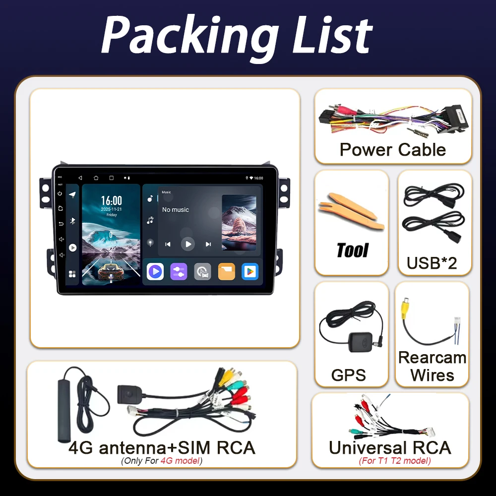 Car Radio Android 16 Carplay For Suzuki Splash Ritz /Opel Agila 2008 2009 2010 - 2012 Multimedia Player Stereo Head Unit 4G WiFi