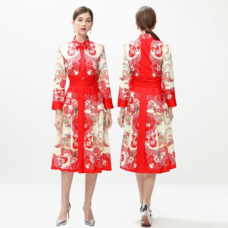 Ele groot formaat irt Dr bloemenprint Celebri geïnspireerd Briti Sle hoge taille A-lijn Dr voor dames