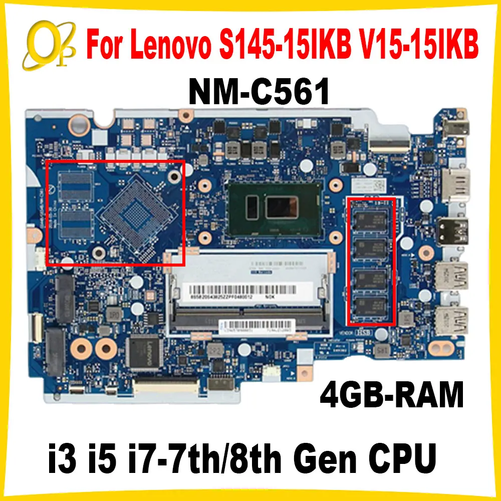 

GS44B GS54B NM-C561 for Lenovo S145-15IKB V15-15IKB Laptop Motherboard with i3 i5 i7-7th/8th Gen CPU 4GB-RAM DDR4 5B20S43825