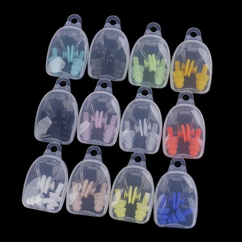 

Soft Swimming Earplugs Nose Clip Case Protective