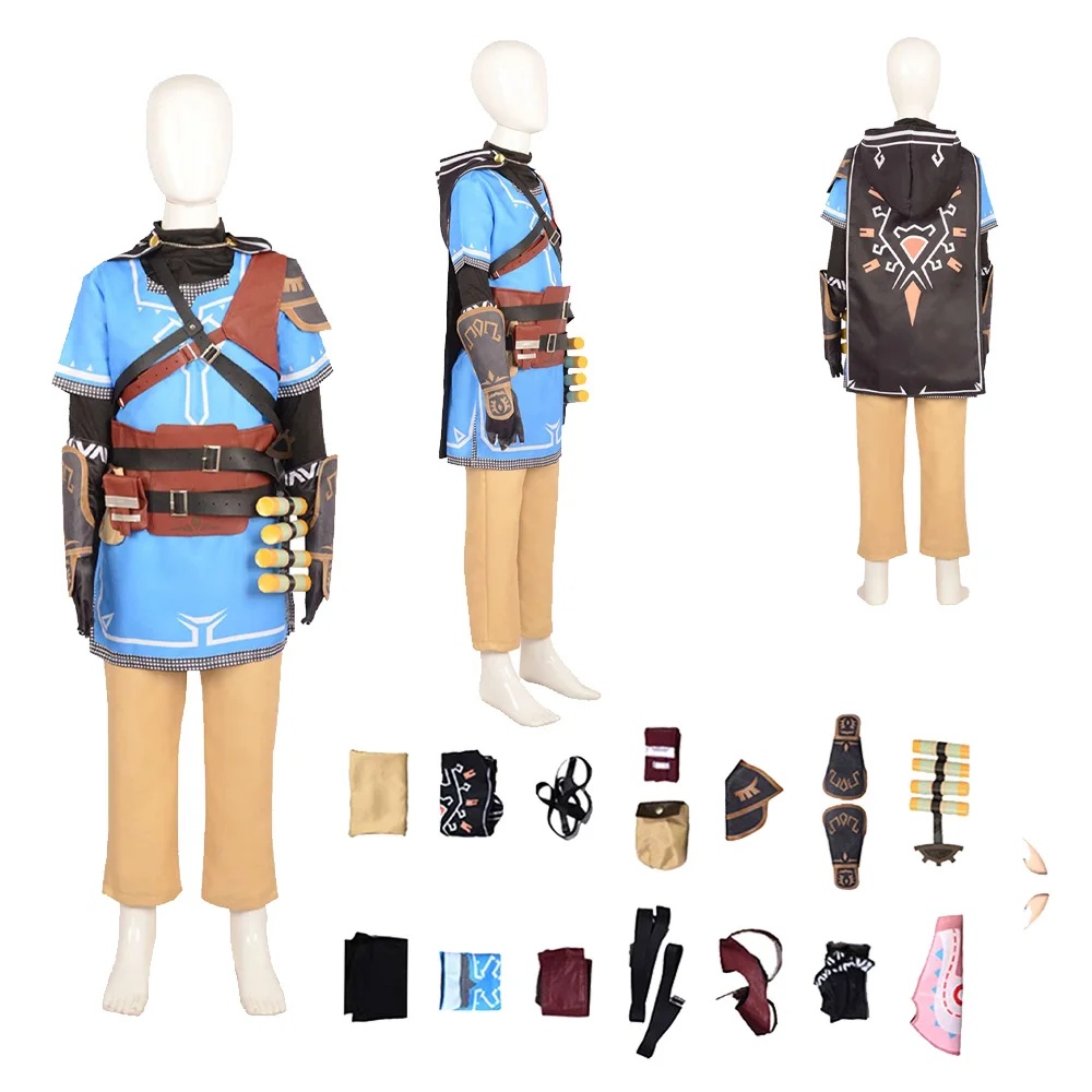 Game Link Cosplay Kostüm Tops Hosen Umhang Kinder Kinder Tränen des Königreichs Kleidung Outfits Halloween Karneval Verkleidung Anzug