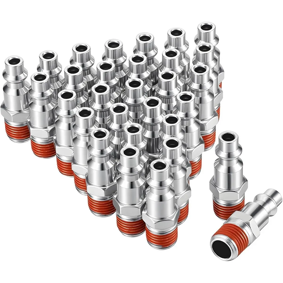 30 Pcs 1/4'' Male NPT Industrial Plugs Kit Pneumatic Plug Iron