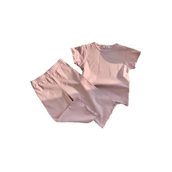 Pijama de manga corta para bebé en modal color caramelo