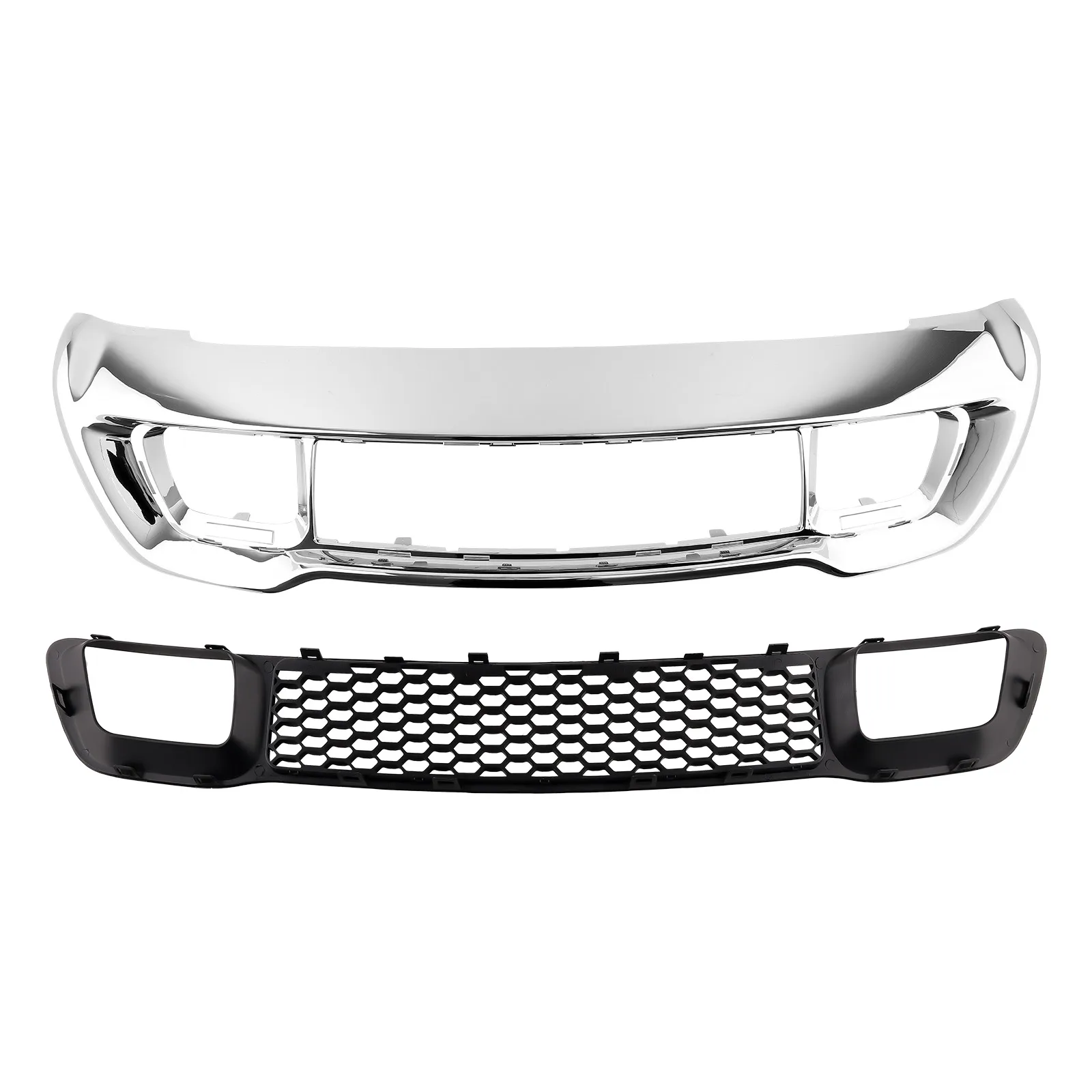 Chrome Front Lower Grille & Bumper Grill Bezel for Jeep Grand Cherokee 2014-2016 68143105AC 68141936AD