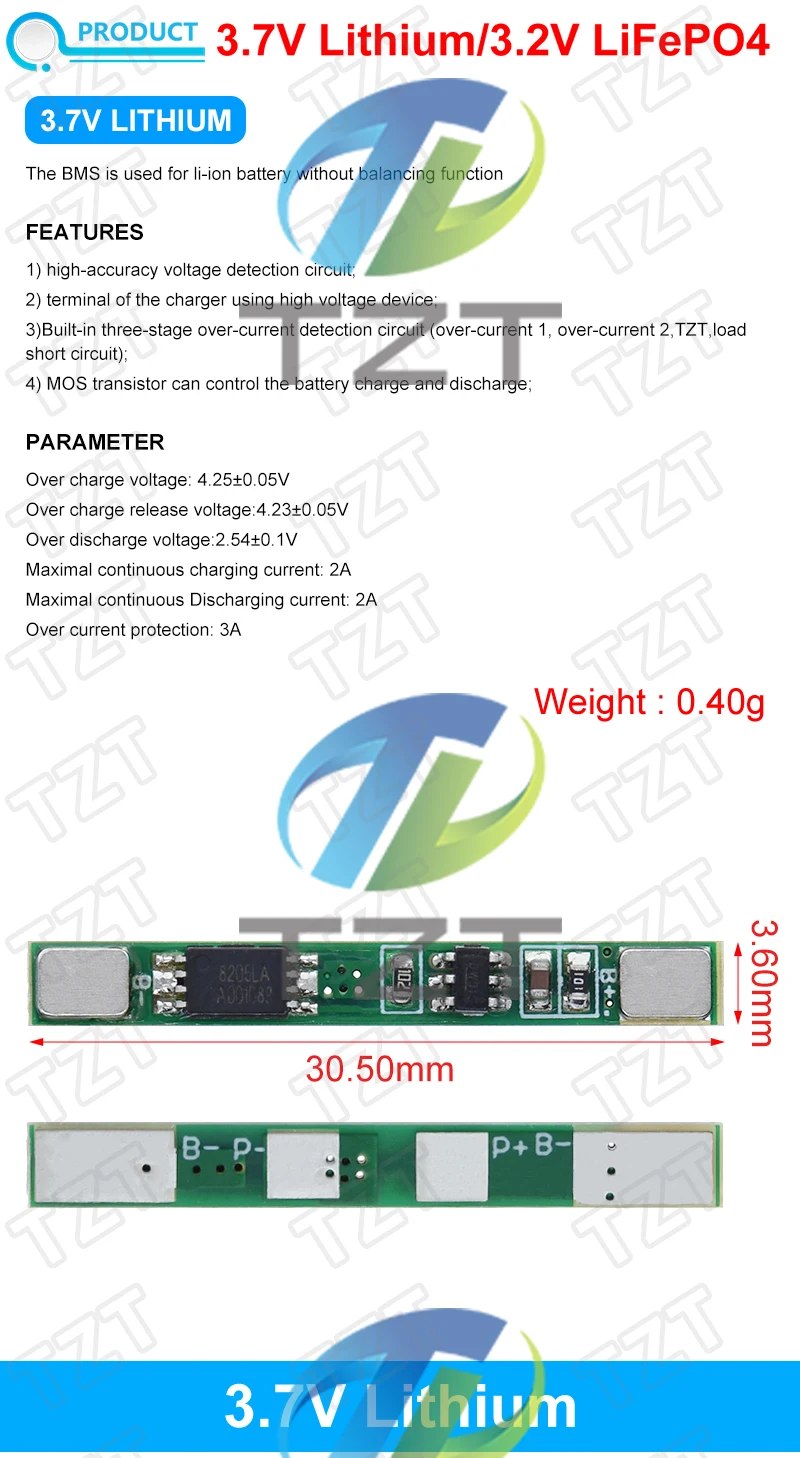 10 pezzi/per batteria al litio 1S 18650, con cintura di protezione da 3,7 V, 3 A, BMS 10 pezzi/per batteria al litio 1S 18650, con cintura di protezione da 3,7 V, 3 A, BMS
