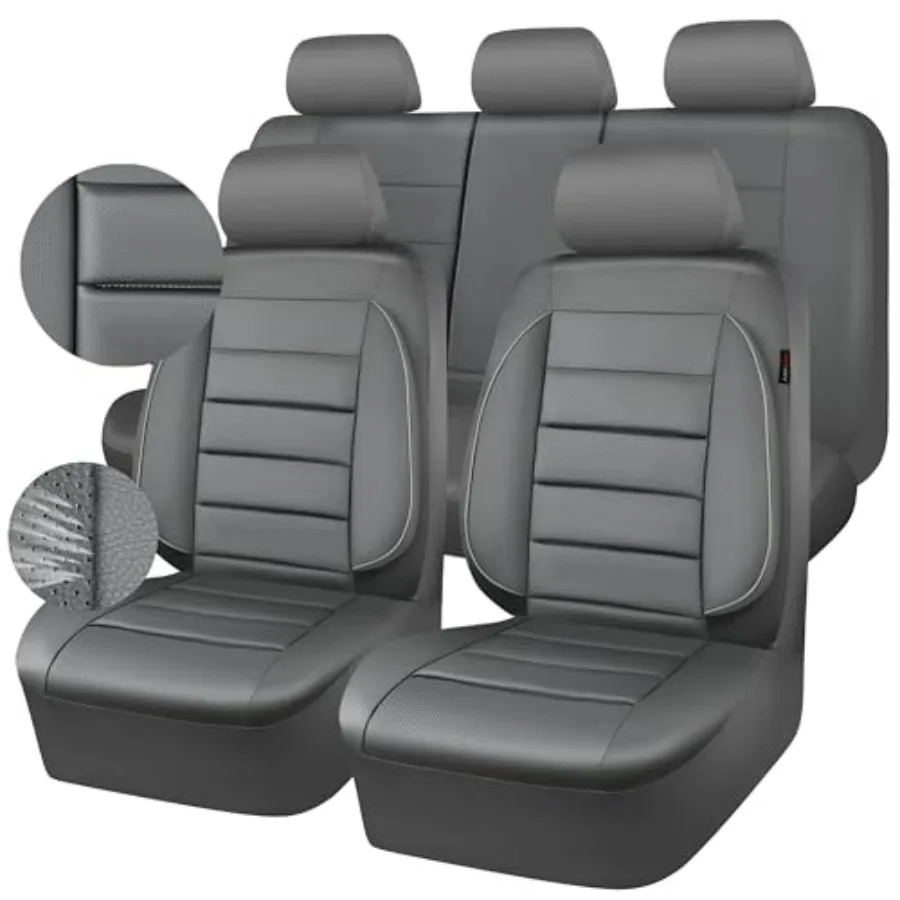 

Комплект универсальных кожаных чехлов для сидений, водонепроницаемые, с 3D-пенной поддержкой спины, класса люкс, комфортные, для 5 мест, всесезонные