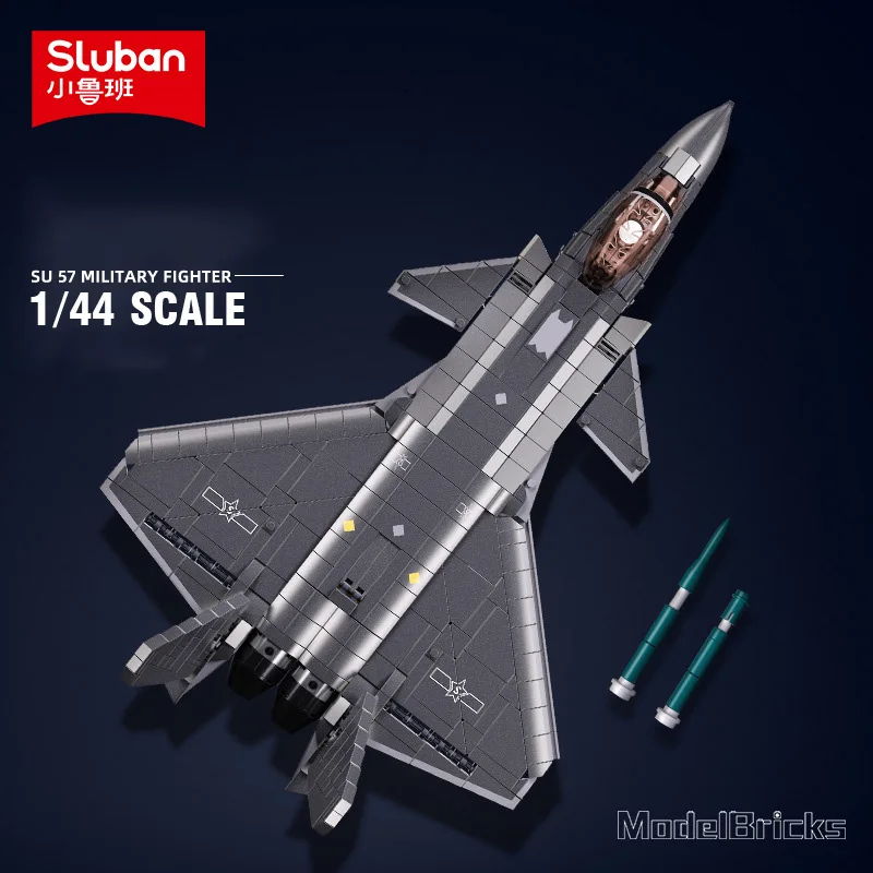 Sluban Modern military weapons J-20 Stealth combat Aircraft 1:44 Collectible model display adult children building blocks toy