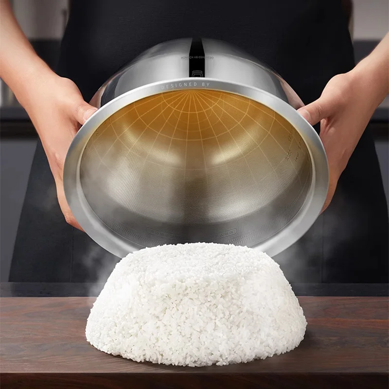 بطانة تيتانيوم حقيقية غير مطلية لطباخ الأرز المنزلي IH متعددة الوظائف 0 طلاء 3L/4L مقلاة غير لاصقة pro1-8 أشخاص