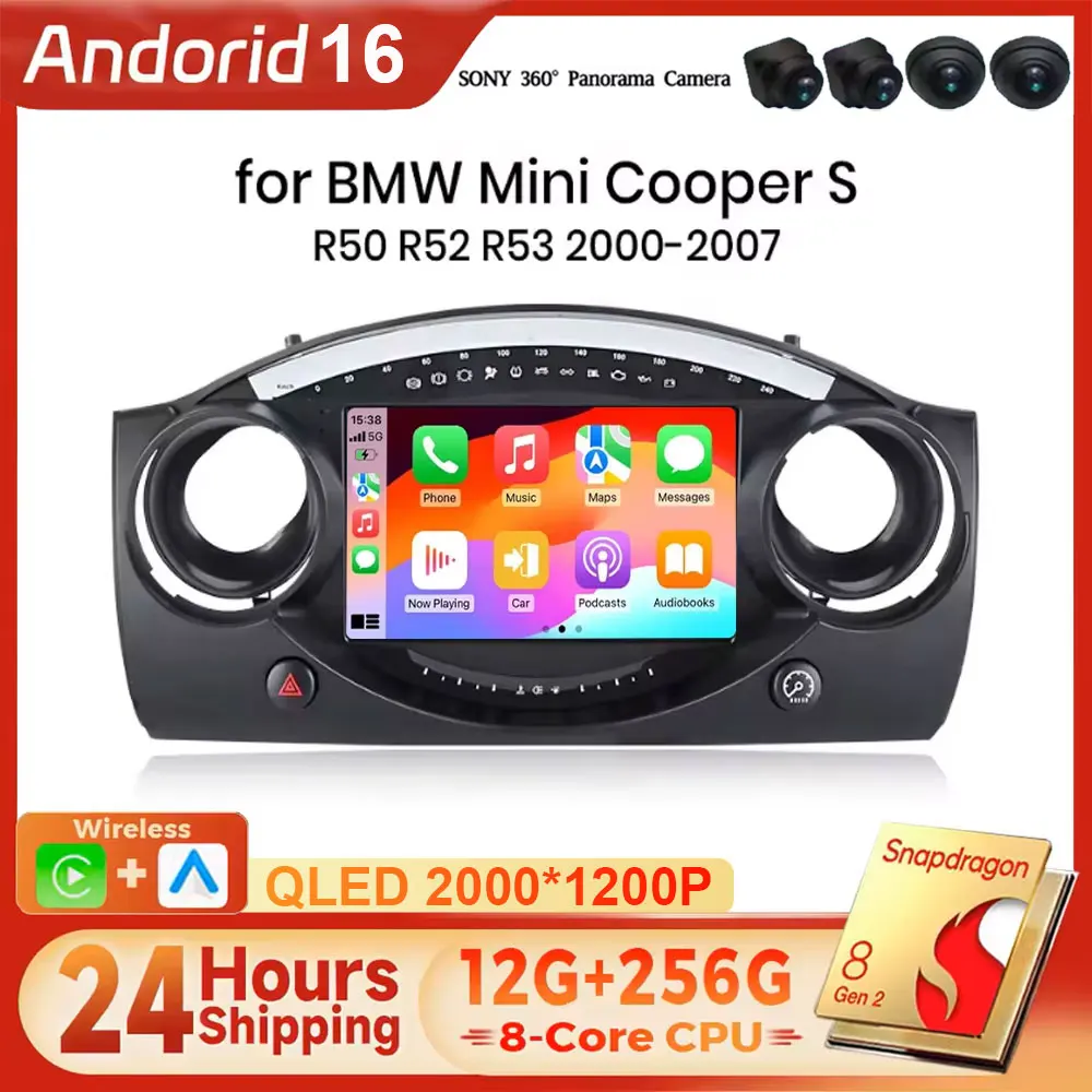 KM-NAVI Global Store Car Radio Android 16 For BMW Mini Hatch R50 2000 - 2006 GPS Carplay Navigation Stereo Auto DSP Multimedia
