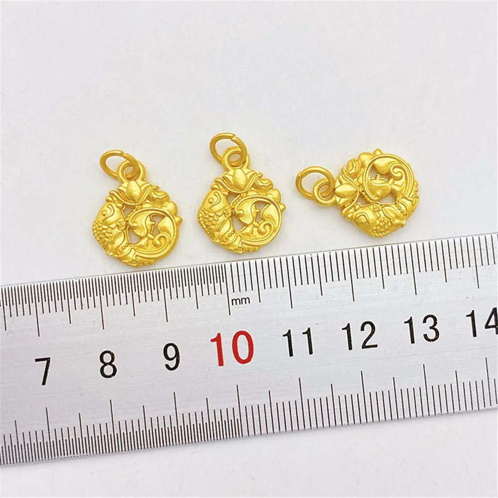 Ancient French Gold Lotus Carp Have More Than Every Year Charm Pendant DIY Jewelry Beads for Necklace Bracelet Craft Accessories