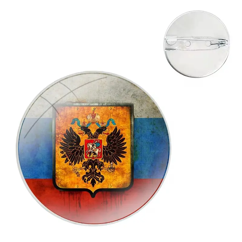 Glass Dome Brooches Badge Pins For Clothes Hat Shirt Lapel Bag Armenia russia Flag