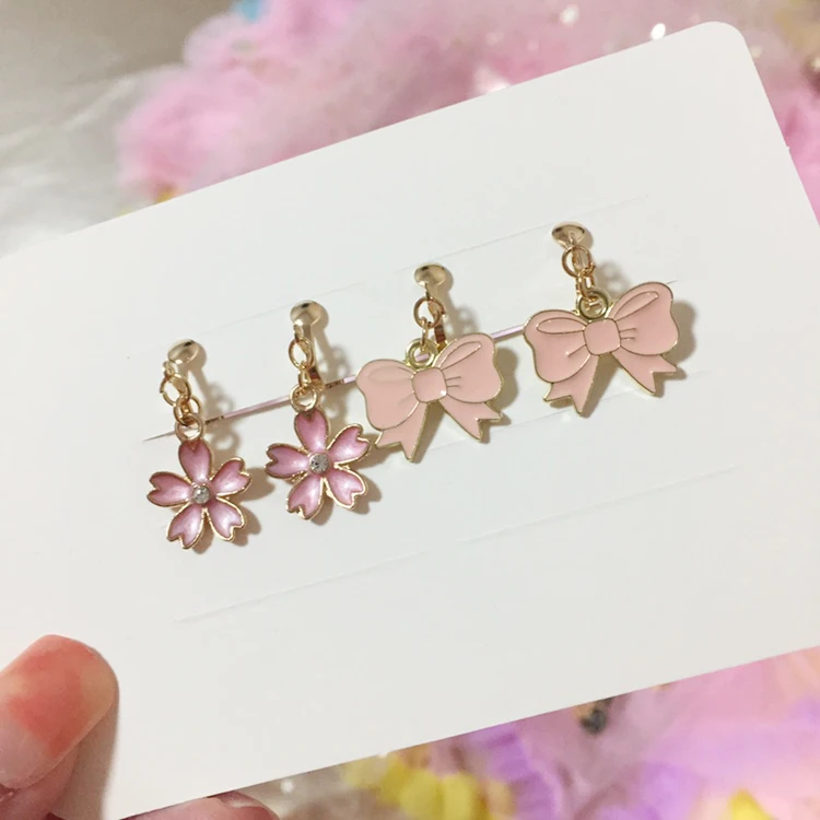 2 Pairs/Set Korean Style Kids Ear Clip Lovely Cartoon Animal Baby Ear Clip No Piercing Earring Ear Ring for Baby Girls Children