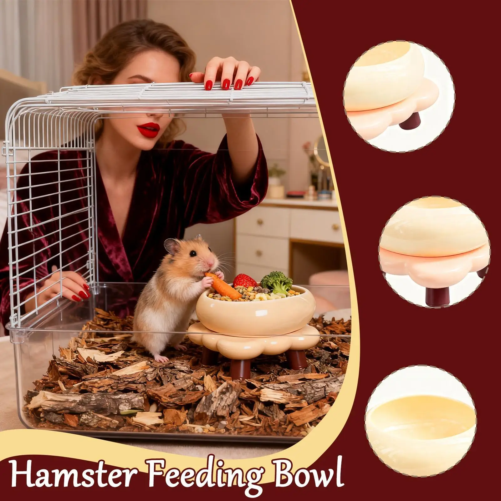 

Блюдо для еды для хомяков, устойчивый к укусам, контейнер для кормления мелких животных, керамический контейнер для песочной ванны для хомяков, песчаных банок, мышей, ступеней