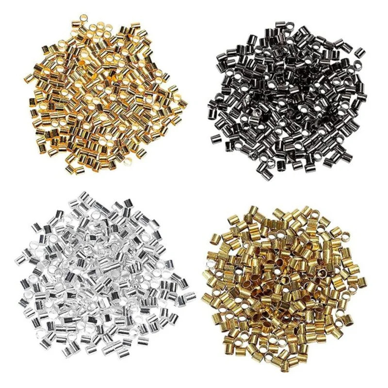 

500pcs/lot 1.5/2mm Alloy Cylinder Round Crimp Beads Tube Ends Spacer Bead For Jewelry Making Sewing Embroidery DIY Accessories