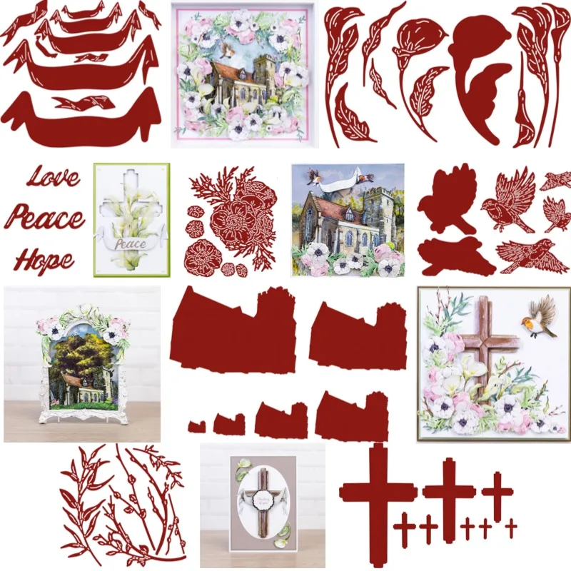 الحب السلام الأمل زهرة قطع يموت سجل القصاصات مذكرات الديكور الاستنسل النقش قالب DIY بها بنفسك بطاقات المعايدة اليدوية 2025 جديد