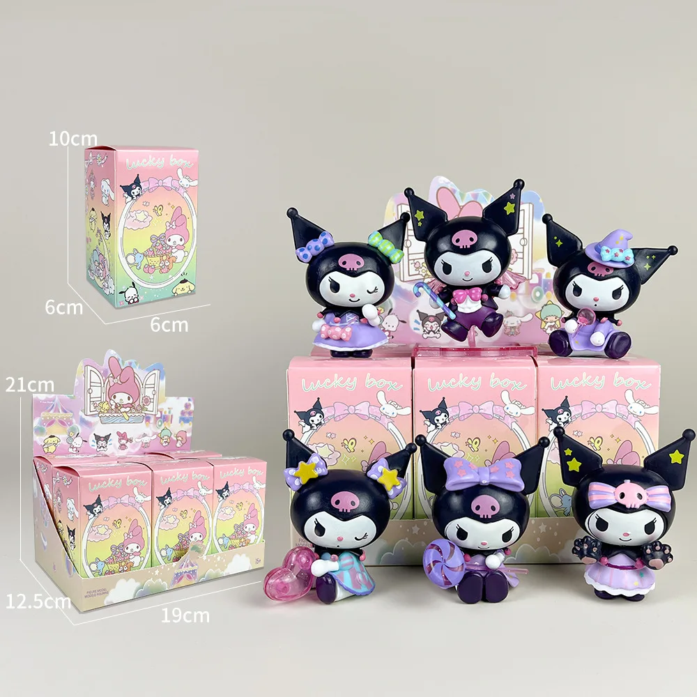 6 sztuk/zestaw Sanrio pudełko z niespodzianką Kuromi figurek z Anime bez torebki z lalki Anime cukrowej-niespodzianka słodka kolekcja modeli zabawka