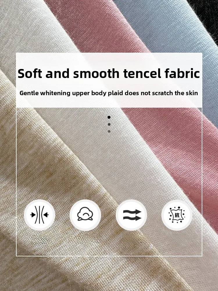 تي شيرت كوري محبوك من الحرير الجليدي ort Sve تي شيرت نسائي صيفي منخفض Ne round Ne Base irt أزرق اللون Blo كبير مستدير N... #4