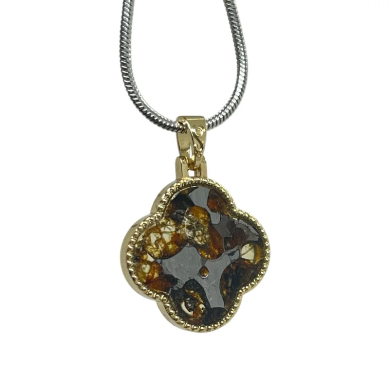 5.3g Seymchan Meteorite Pendant Natural Olive Meteorite Necklace Silver Plated Alloy Pendant Shell Supports Customization - LB17