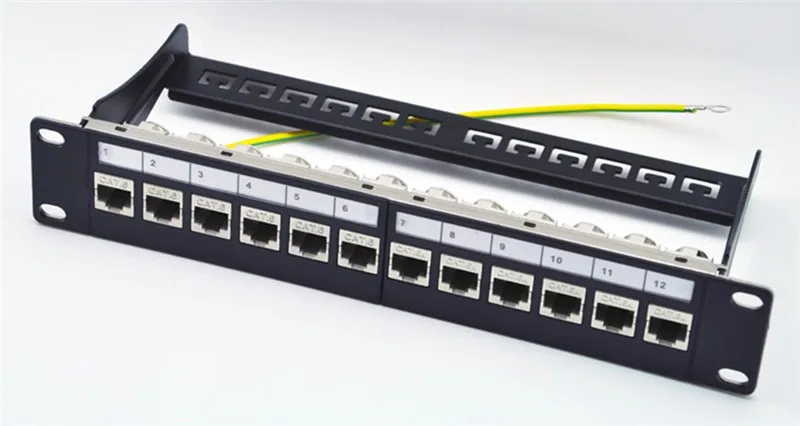 10 "1U Leere Leere Patch Panel 12 Port Rack Mount Management Unterstützung Für RJ45 RJ11 RJ12 Keystone Jack Installation cat5e Cat6A – Detail 6