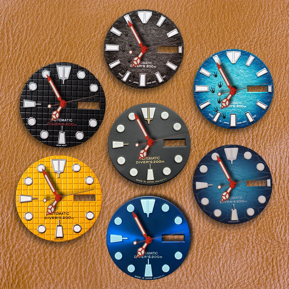 S Logo Dial 28.5mm NH36 Waffle Diver's Dial Suitable For NH36 Japanese Movement C3 Green Luminous Watch Modification Accessories