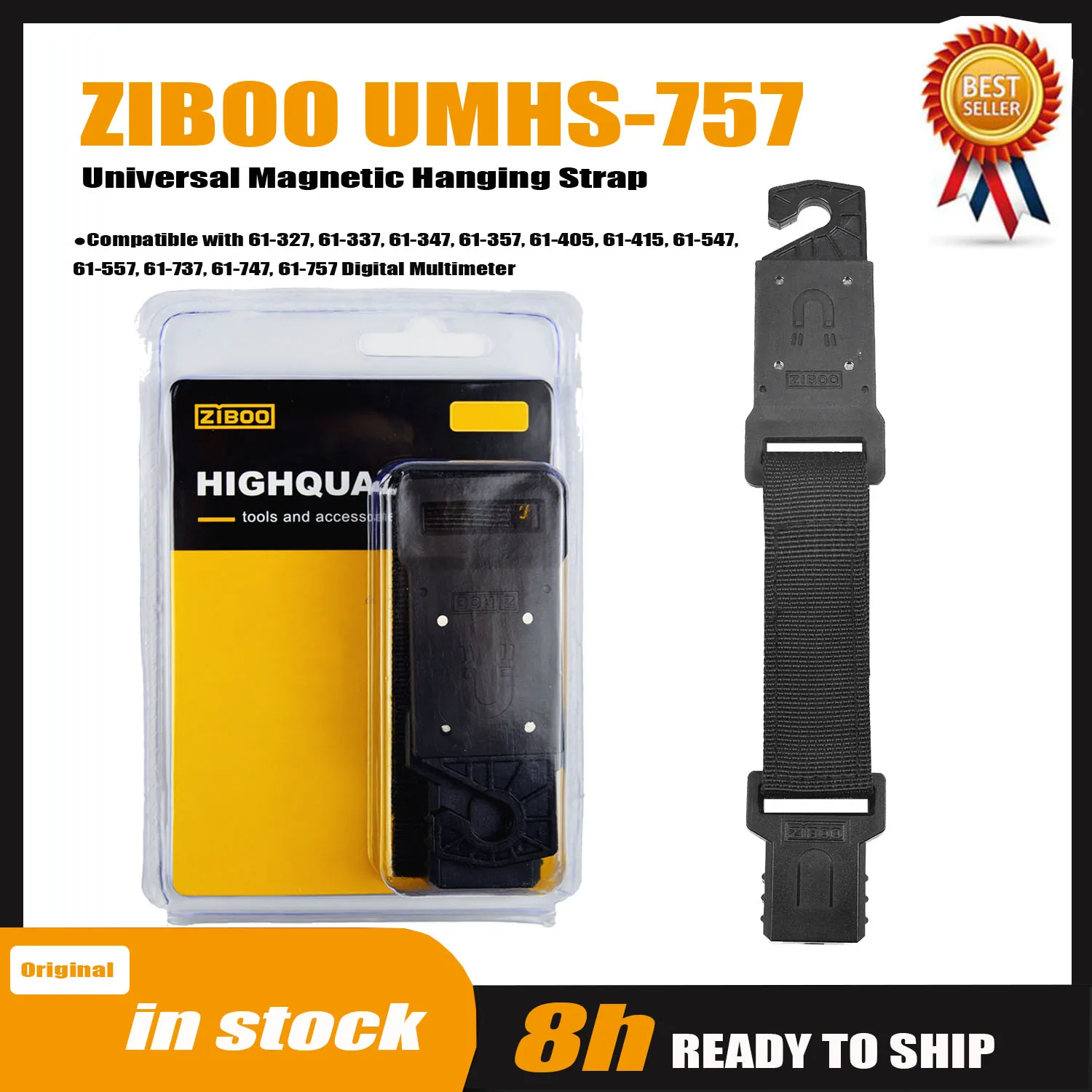 ZIBOO UMHS-757 Universal Magnetic Hanging Strap Compatible with 61-327, 61-337, 61-405, 61-547, 61-557,61-757 Digital Multimeter