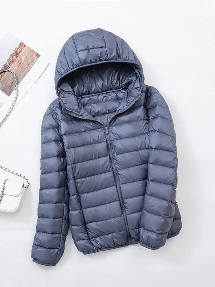 0-10℃ Women Puffer Winter Jackets Ultra Light Duck Down Jacket Fashion Warm Slim Hooded Down Coat for Women Portable Outerwear