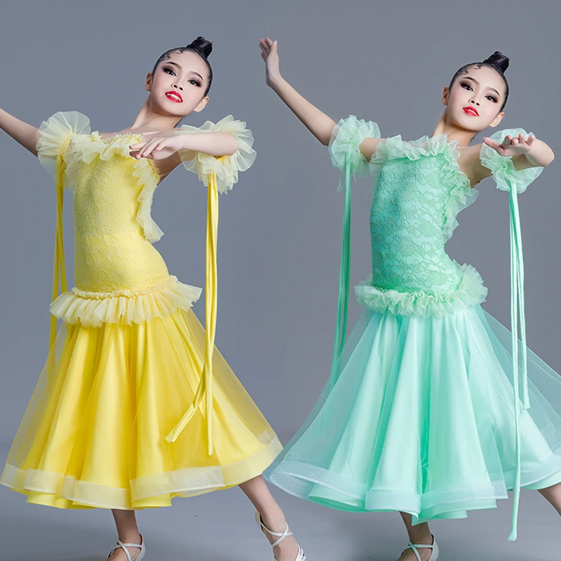 

Summer National Standard Ballroom Dance Competition Dress Girls Modern Dancing Clothes Performance Practice Costume SL8247
