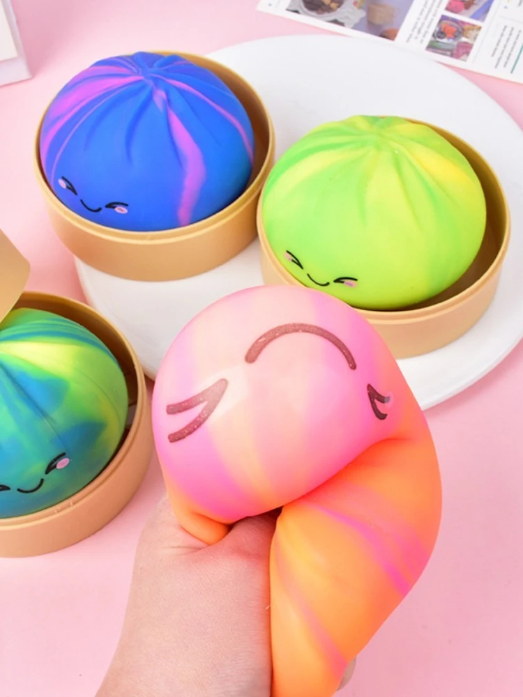 Niedliches Dumpling Bao Bun Squishy Spielzeug, Weiches TPR Stressabbau-Fidget-Set, Anti-Angst Sensorisches Spielzeug für Erwachsene & Kinder, Quetsch-Geschenke