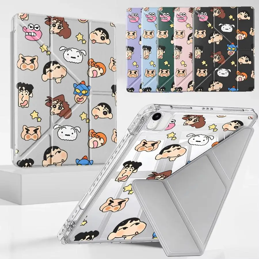 C-CrayonS S-ShinChanS Cute Y-Fold Holder Cover Tablet Case For iPad Air 4 5 M3 M2 1 2 M4 11inch Pro 2025 Mini 6 7 Pro 11th 10th