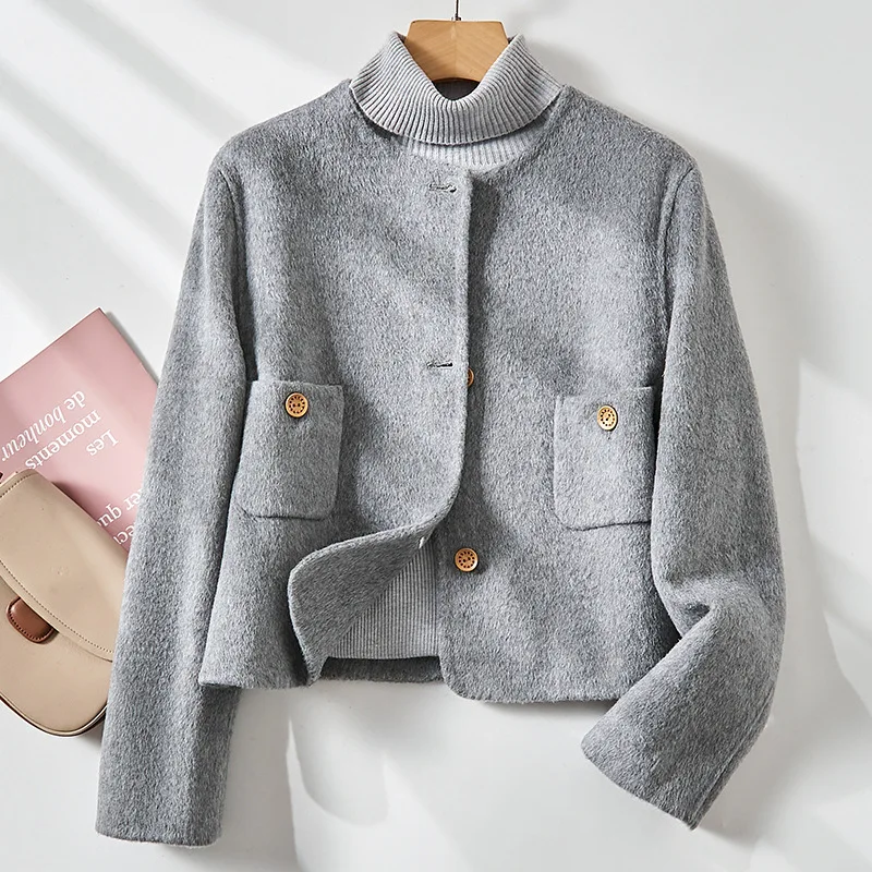 

New Fashion Women Winter Warm Real Woolen Coat Solid Warm Jacket Stylish Abrigo Mujer Manteau Femme