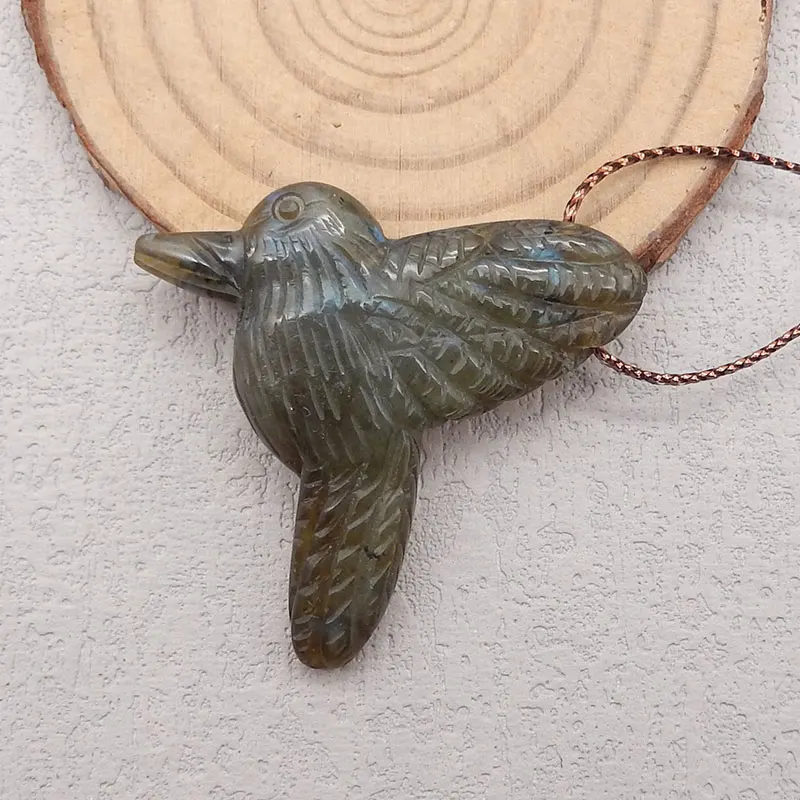 

Handmade Carved Natural Labradorite Bird Shape Pendant Bead,Semi-Precious Stones for Jewelry Making