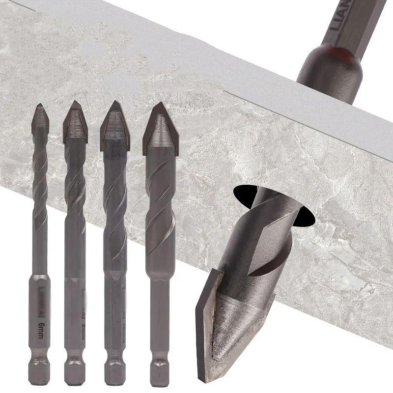 

‌"4PC Carbide Drill Bits - Triangular Tip for Ceramic/Glass/Metal/Concrete/Brick/Wood, Dry Drilling, Heavy Duty Pro Tool Set"‌