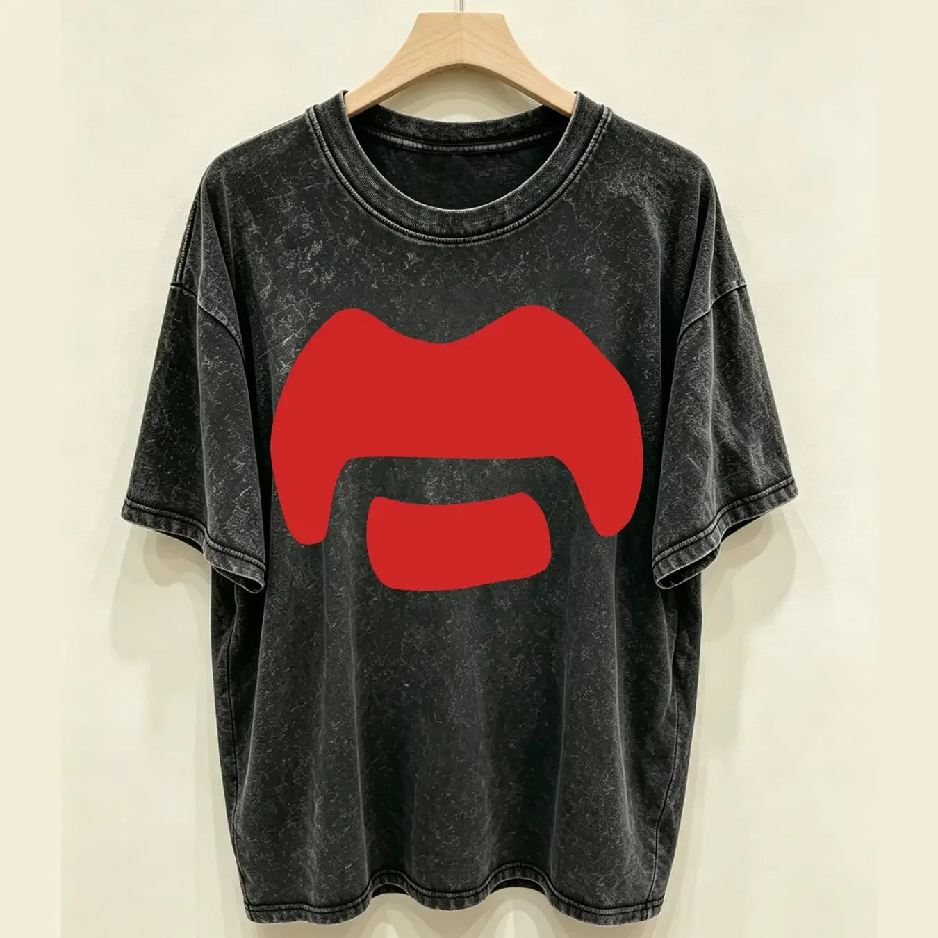 washed T Shirt Frank Zappa 'Moustache' Black NEW OFFICIAL vintage Washed Soft Slightly fashion Unisex Stretched Breathable