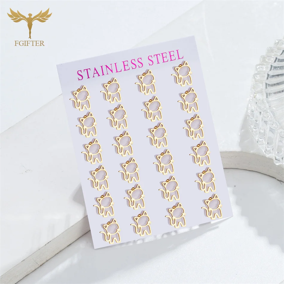 12 Pairs Stainless Steel Piercing Earrings For Women Cute Animal Cat Stud Earrings Female Minimalist Jewelry Pendientes Mujer