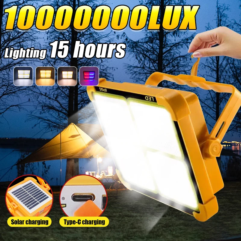 10000000LM Solar Tragbare LED Lampe Helle Wiederaufladbare Multifunktions Wasserdichte Camping Lampen Outdoor Notfall Tragbare Laterne