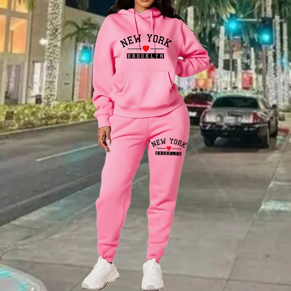 

Hoodies Pants Sets for Womens Hoodie Autumn Winter Two Piece Outfits Sweatshirt Sweatpant Sportswear Loose Fit Women Tracksuit