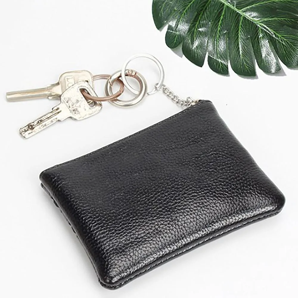 2023 New PU Leather Money Coin Purse Waterproof Wear-resistant Credit Card Holoder with Key Ring Zipper Wallet Money Bag Male