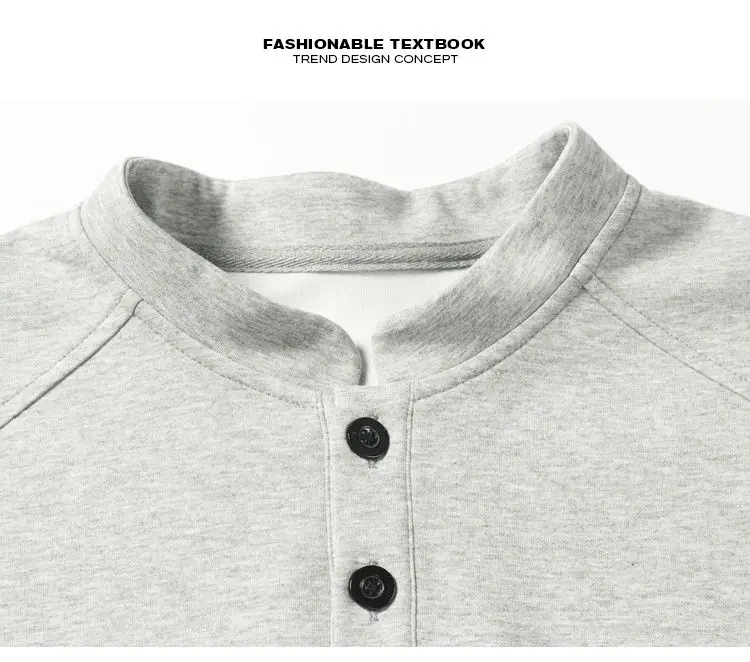 Herren-Henley-Langarmshirt mit Nahtpaneelen, Raglanärmeln, 2-Knopf-Stehkragen, lockerer Passform, lässiger Pullover. – Detail 3