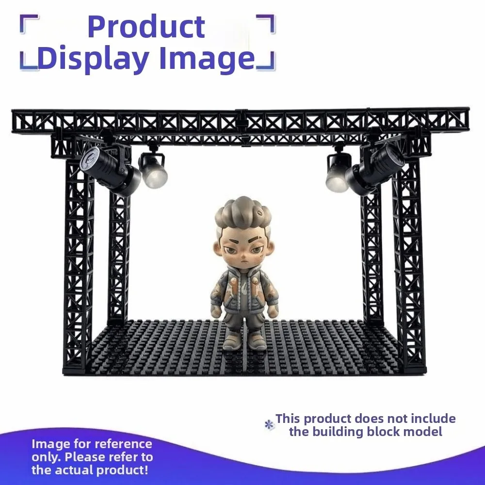 Colorful Spotlight Model Figurine Display Assembly Kit Black Framework Building Block Stage Mini Stage Truss