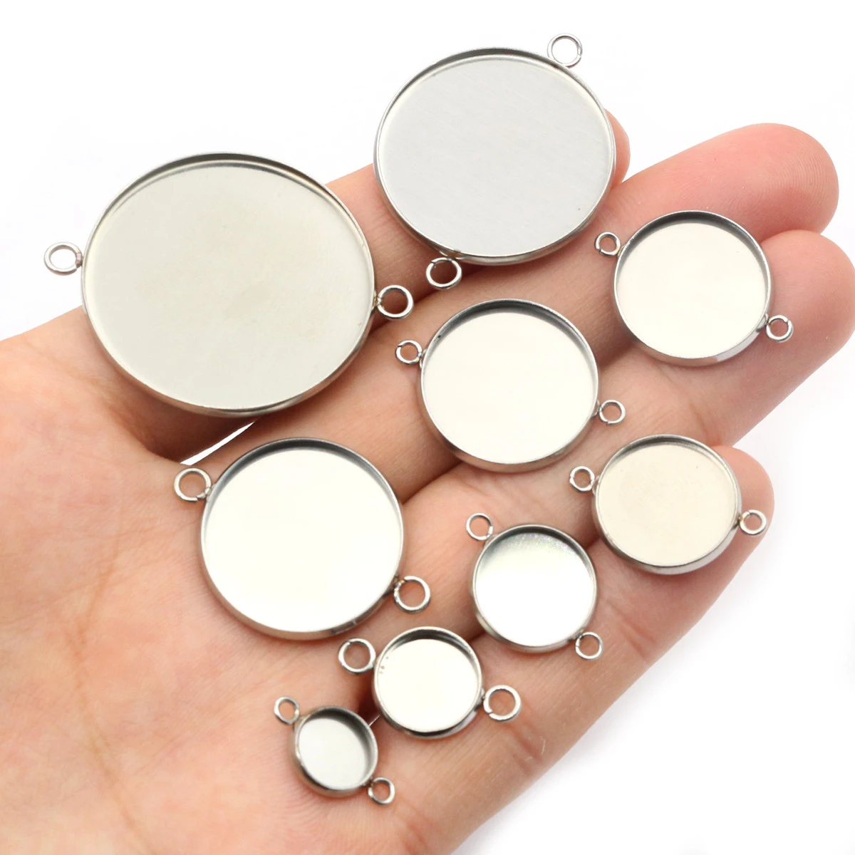 8/10/12/14/16/18/20/25/30mm Inner Size Stainless Steel Material Simple Style Cabochon Base Cameo Setting Charms Pendant Tray