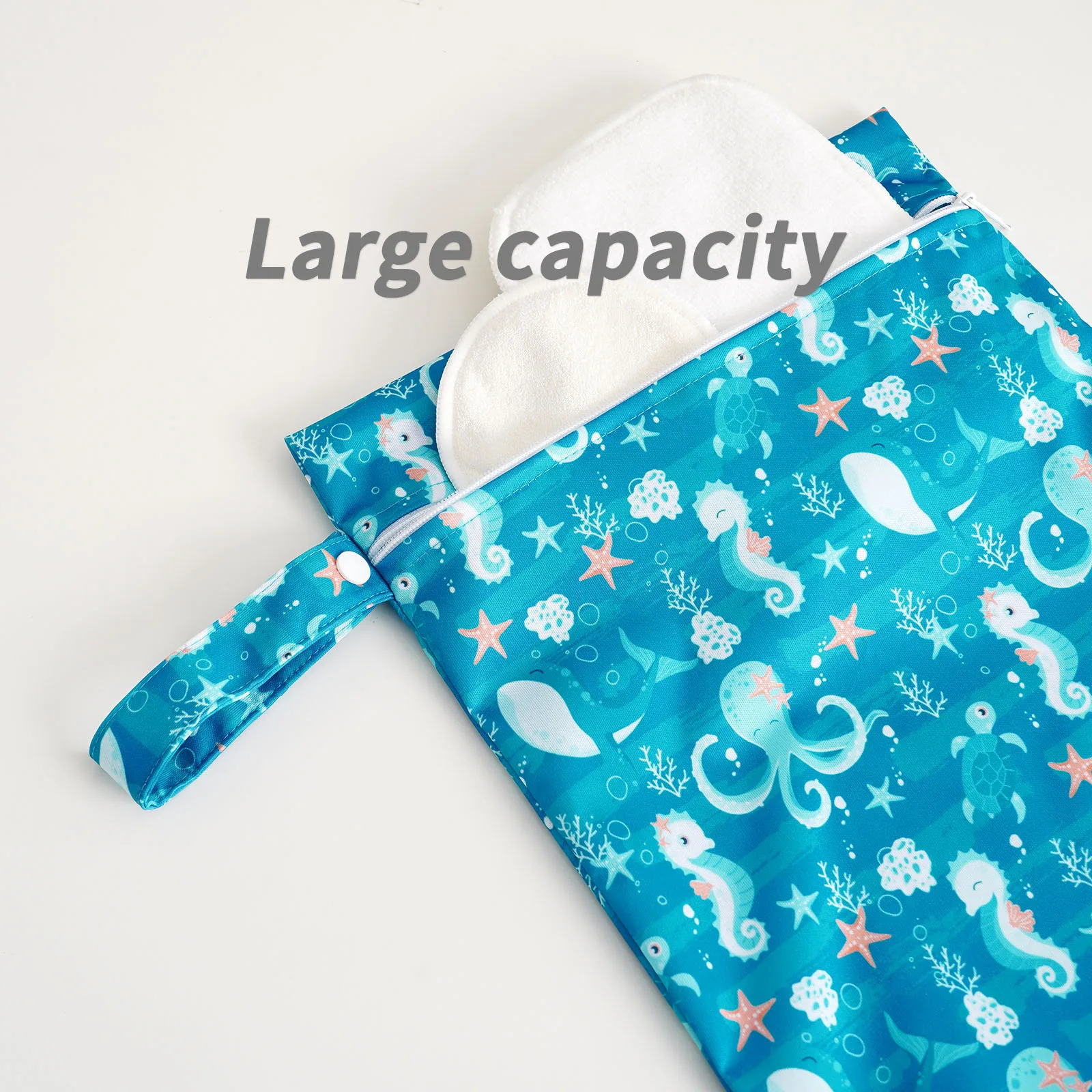 Happyflute 3PCS Portable Wet Dry Bag For Swimsuits Waterproof Diaper Bags For Cloth Diapers,Washable Reusable Bag 26*36CM