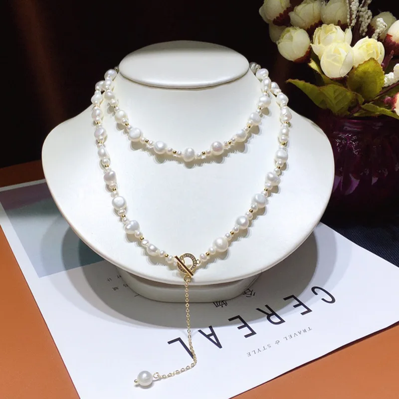 

Ожерелье в стиле барокко с натуральным пресноводным жемчугом для женщин, элегантное модное универсальное нишевое дизайнерское высококачественное индивидуальное ювелирное изделие