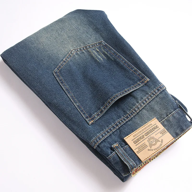 

Handsome ripped jeans for men, autumn style, retro washed, trendy, street style, loose straight leg pants