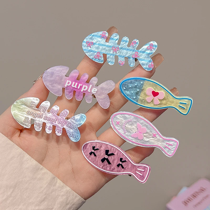 2Pcs Sweet Cute Little Fish Bone Hairpin Girls' Bangs Clip Side Hair Clip Women Fun Clip Headwear Hair Accessories Gifts