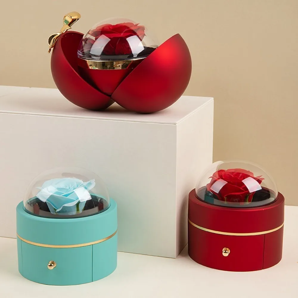 Eternal Rose Magnetic Bow Jewelry Box Engagement Ring Jewelry Storage Box Wedding Ring Case Organizer Ring Display