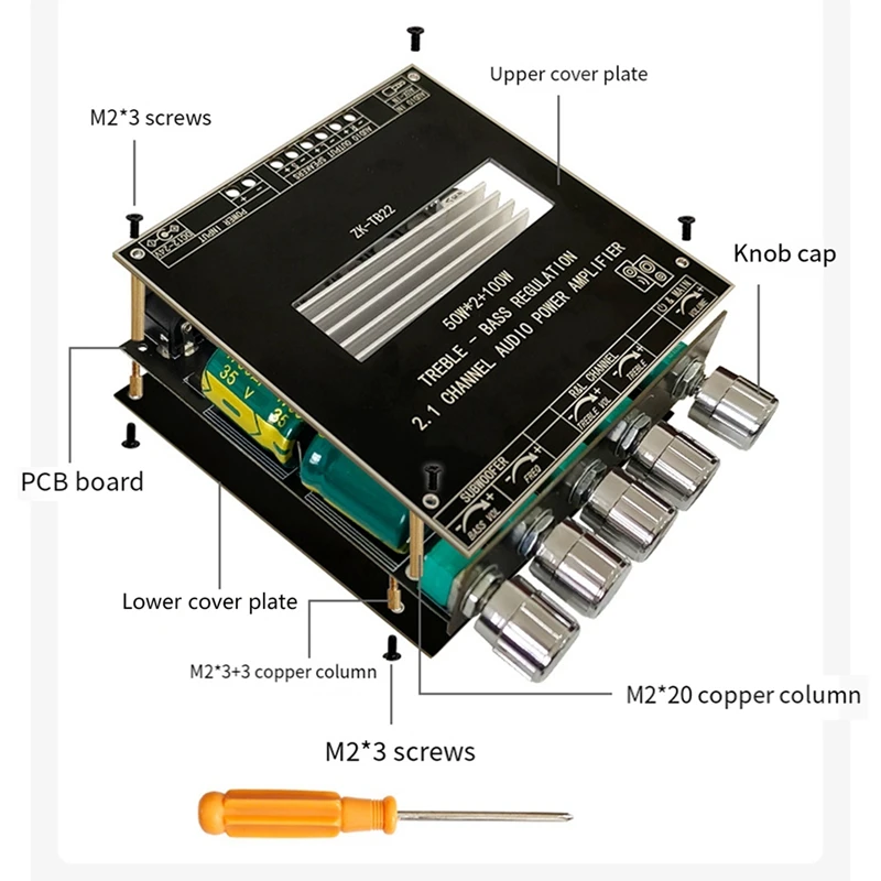 Power Amplifier Board PCB ZK-TB22 5.1 Bluetooth 50W Channel With 100W Subwoofer For Sound Box With Shell