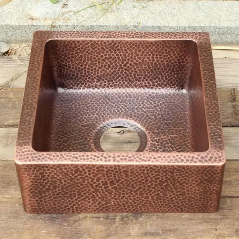 40x40x15cm Honeycomb Design Copper Single Bowl Drop-In Bar Sink Kitchen Sink