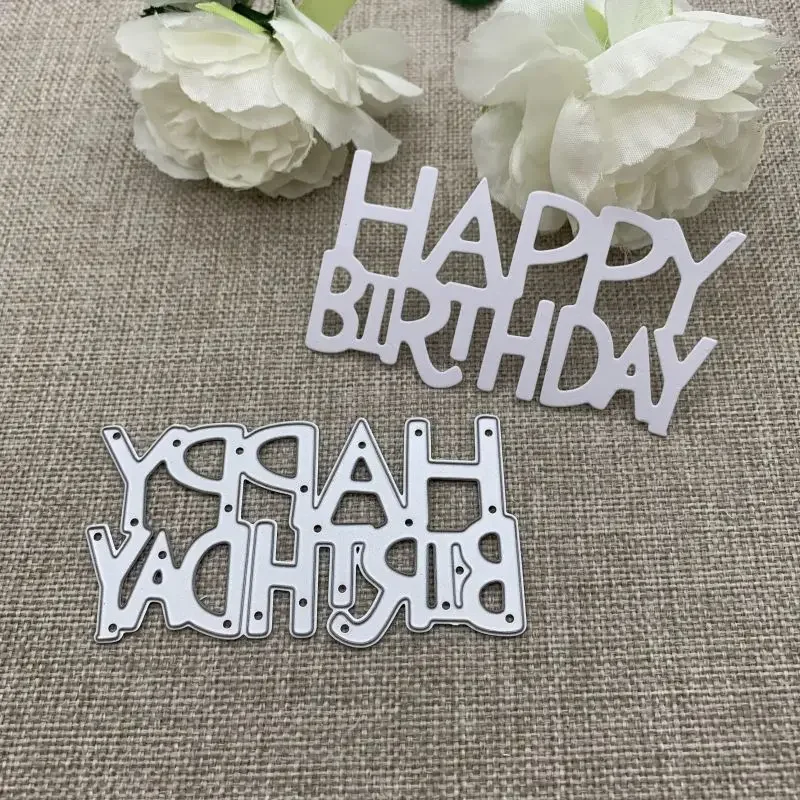 

Happy birthday letters Metal Cutting Dies Stencils For DIY Scrapbooking Decorative Embossing Handcraft Die Cutting Template Mold